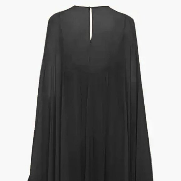 Chiffon Layered Maxi Dress With Cloak | Size Large | Black - Picture 5 of 16